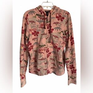 Lucky Brand Pink Floral Hoodie Sz L